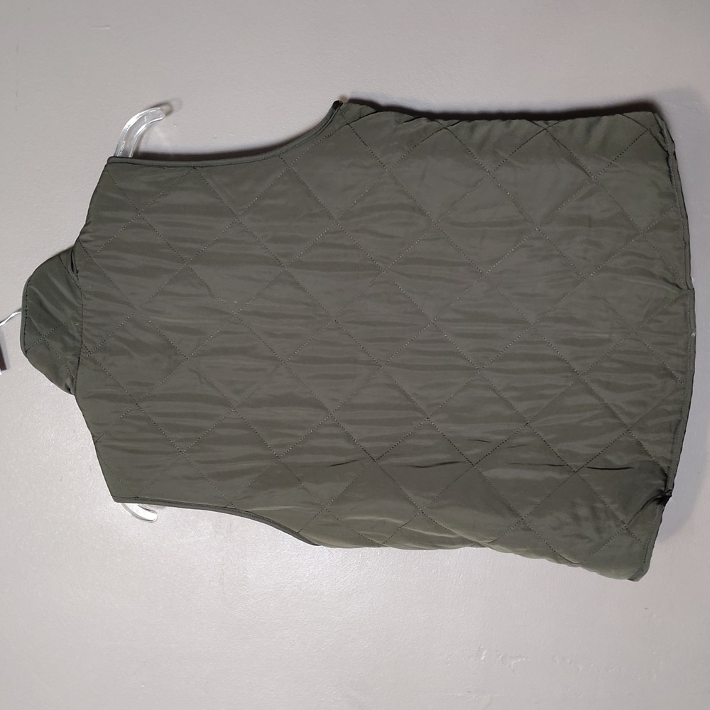 Love Tree Dark Green/Cream Faux Fur Reversible Puffer Vest Size M - Picture 2 of 9